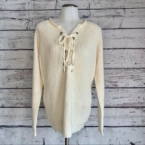 NWOT White Entro sweater with ties in the front